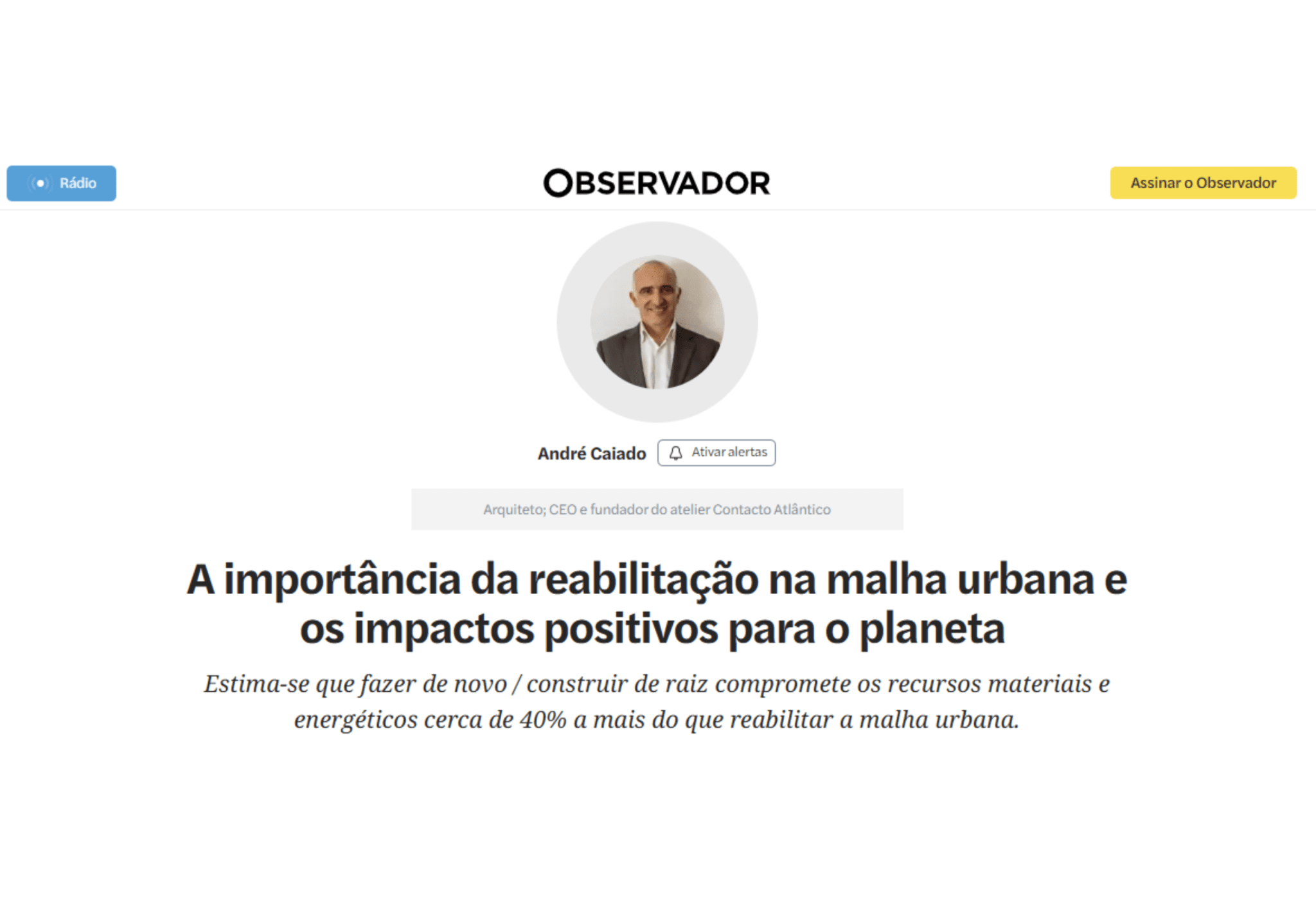 A importância da reabilitação na malha urbana e os impactos positivos para o planeta 